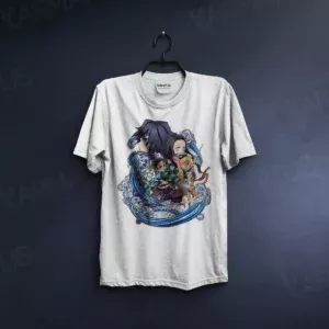 تیشرت سفید طرح انیمه Demon Slayer