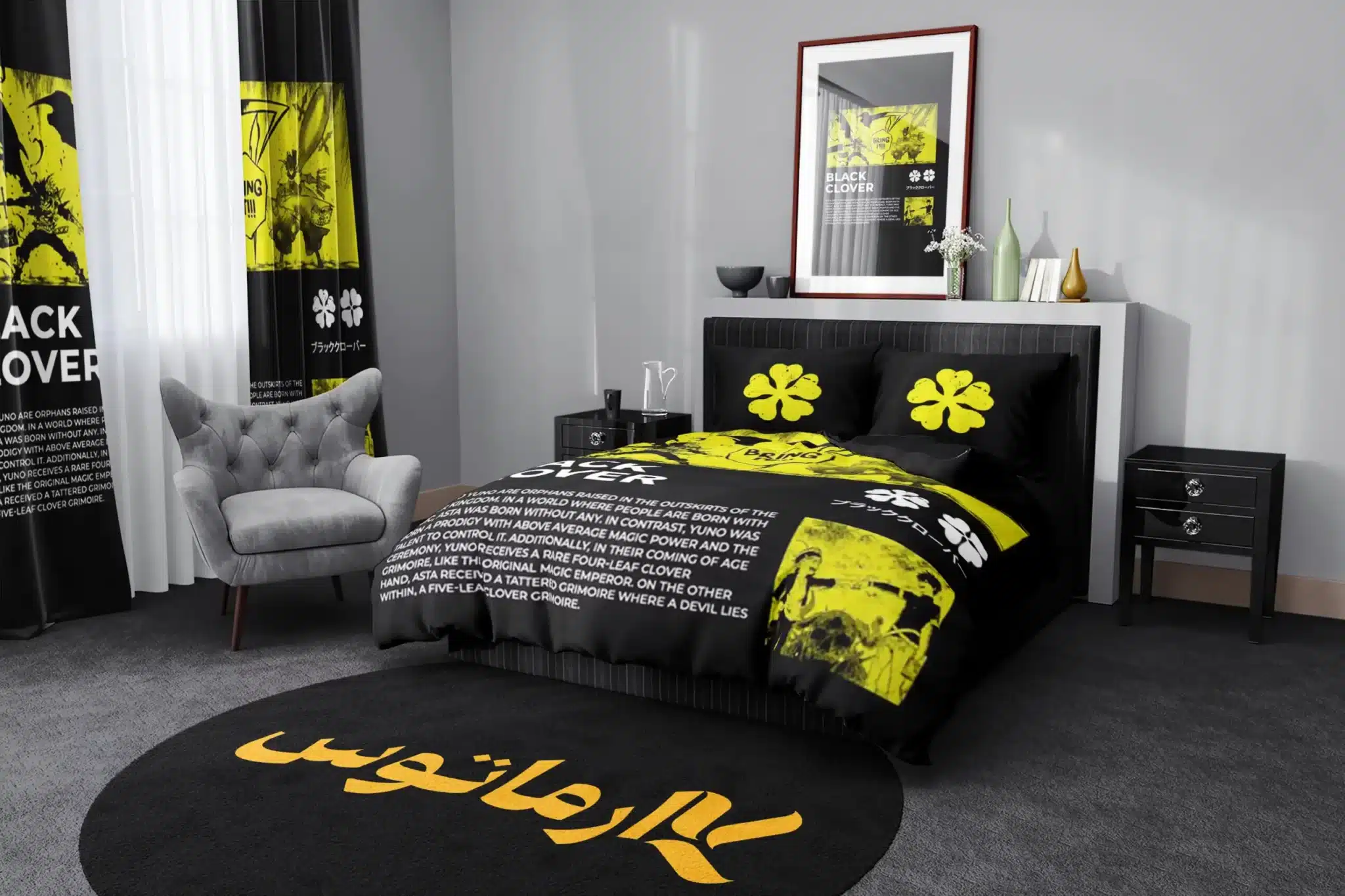 روتختی طرح شبدر سیاه Black Clover کد 2 5,900,000&Nbsp;تومان &Ndash; کارماتوس روتختی طرح شبدر سیاه Black Clover یک و دو نفره - کارماتوس