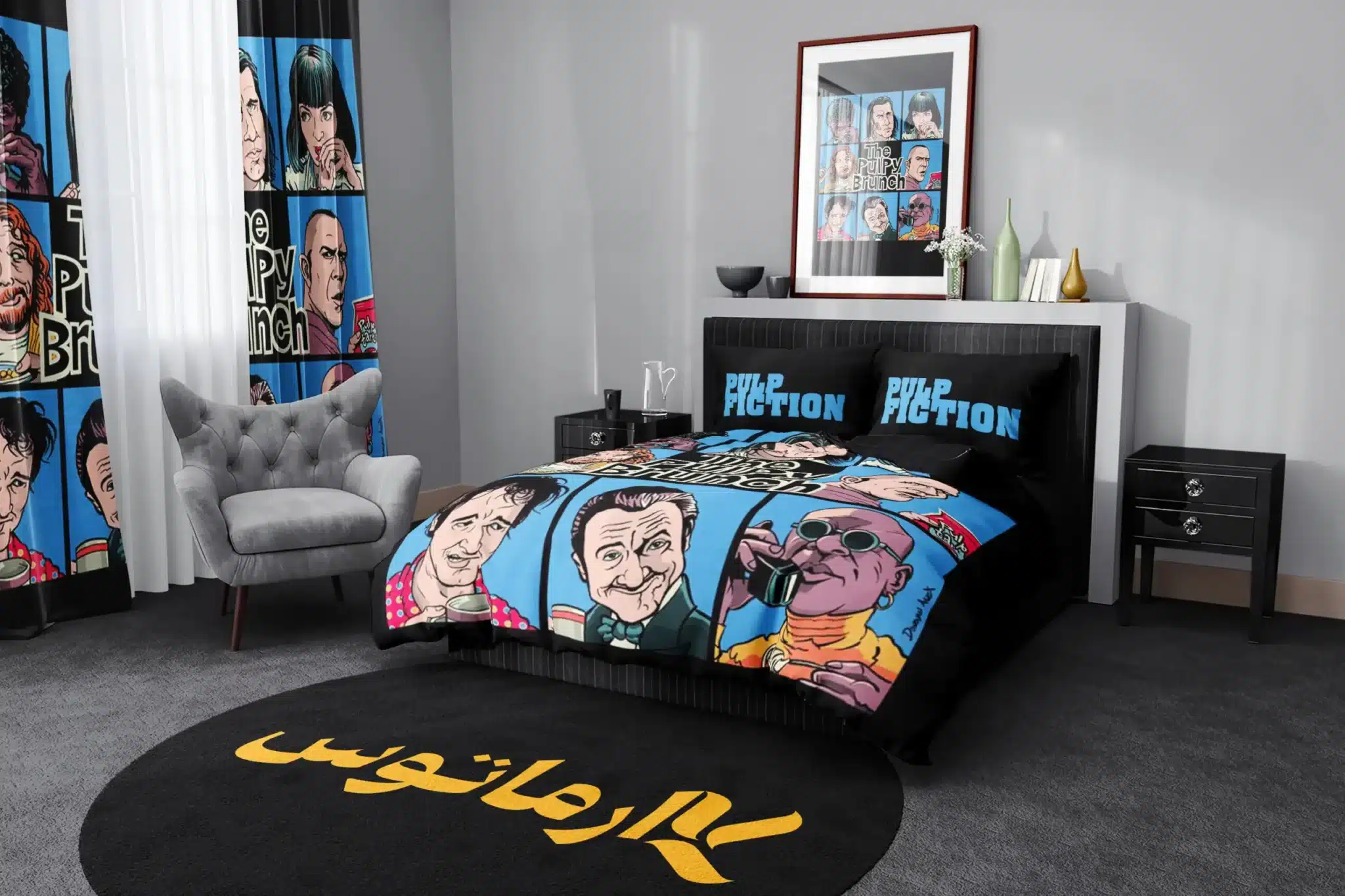 روتختی طرح پالپ فیکشن Pulp Fiction کد 1 5,900,000&Nbsp;تومان &Ndash; کارماتوس روتختی طرح پالپ فیکشن Pulp Fiction یک و دو نفره کارماتوس