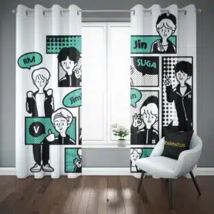 خرید پرده پانچ طرح بی تی اس Bts - کارماتوس (پرده پانچ گروه موسیقی, پرده پانچی, پرده پانچی خواننده, دکوراسیون) از کرماتوس