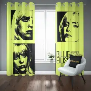 خرید پرده پانچ طرح بیلی آیلیش Billie Eilish - کارماتوس (پرده پانچی, پرده پانچی خواننده, دکوراسیون) از کرماتوس
