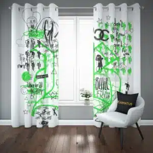 خرید پرده پانچ طرح بیلی آیلیش Billie Eilish - کارماتوس (پرده پانچی, پرده پانچی خواننده, دکوراسیون) از کرماتوس