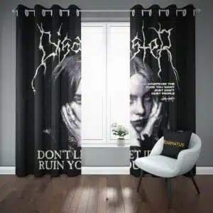 خرید پرده پانچ طرح بیلی آیلیش Billie Eilish - کارماتوس (پرده پانچی, پرده پانچی خواننده, دکوراسیون) از کرماتوس