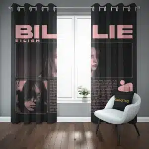خرید پرده پانچ طرح بیلی آیلیش Billie Eilish - کارماتوس (پرده پانچی, پرده پانچی خواننده, دکوراسیون) از کرماتوس