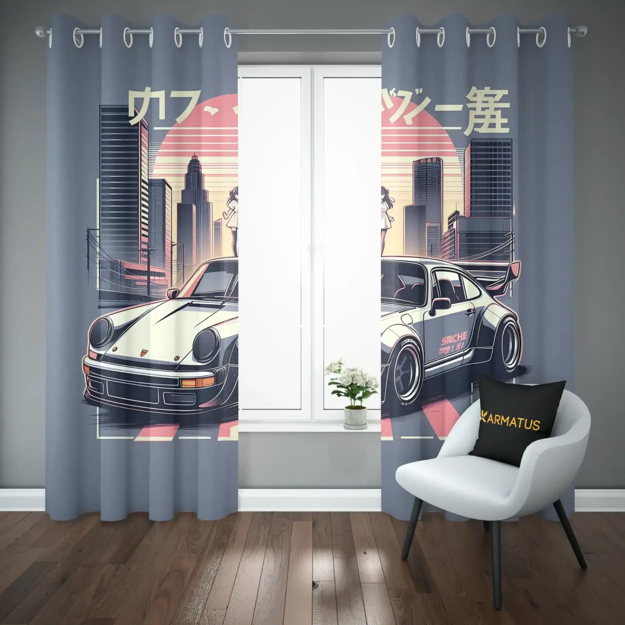 پرده پانچ پورشه | کالکشن Car - مدل Por-010 3,499,000&Nbsp;تومان &Ndash; کارماتوس پرده پانچ طرح پورشه Porsche - کارماتوس