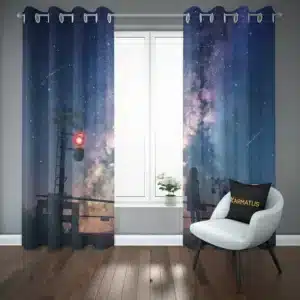 پرده پانچ طرح اسمان شب و ستاره Sky Night &Amp;Amp; Stars