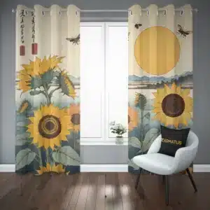 پرده پانچ طرح گل افتابگردان Sunflower