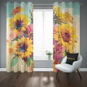 پرده پانچ طرح گل افتابگردان Sunflower