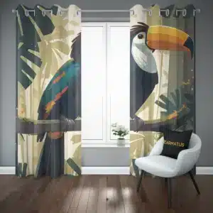 پرده پانچ طرح پرنده های استوایی Tropical Birds