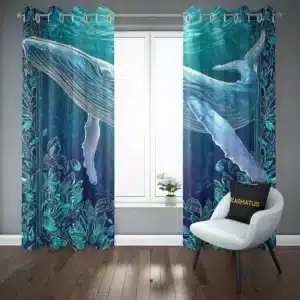 پرده پانچ طرح وال و دلفین Whale And Dolphin