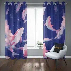 پرده پانچ طرح وال و دلفین Whale And Dolphin