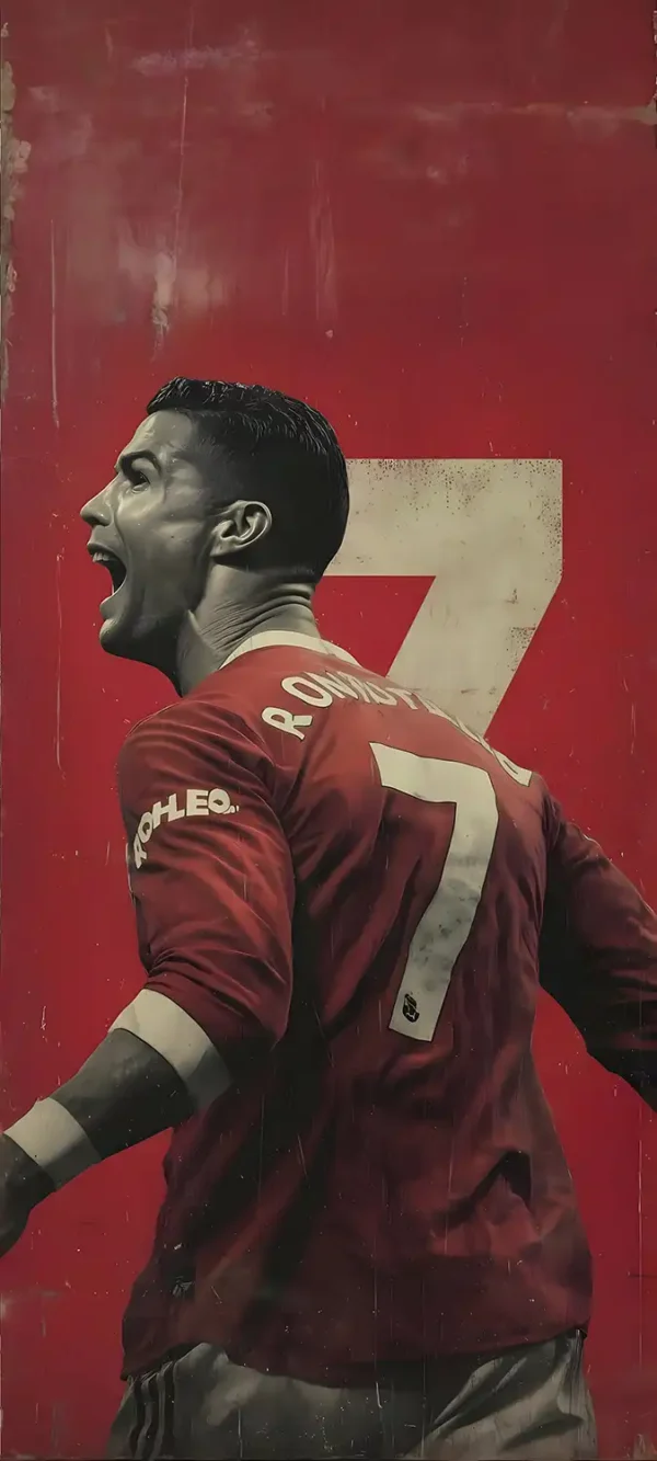 والپیپر رونالدو جوان در لباس قرمز منچستر یونایتد در دوران اوج