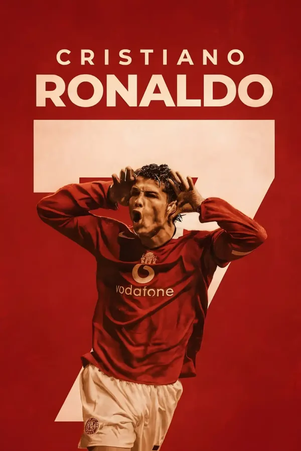 والپیپر رونالدو جوان در لباس قرمز منچستر یونایتد در دوران اوج