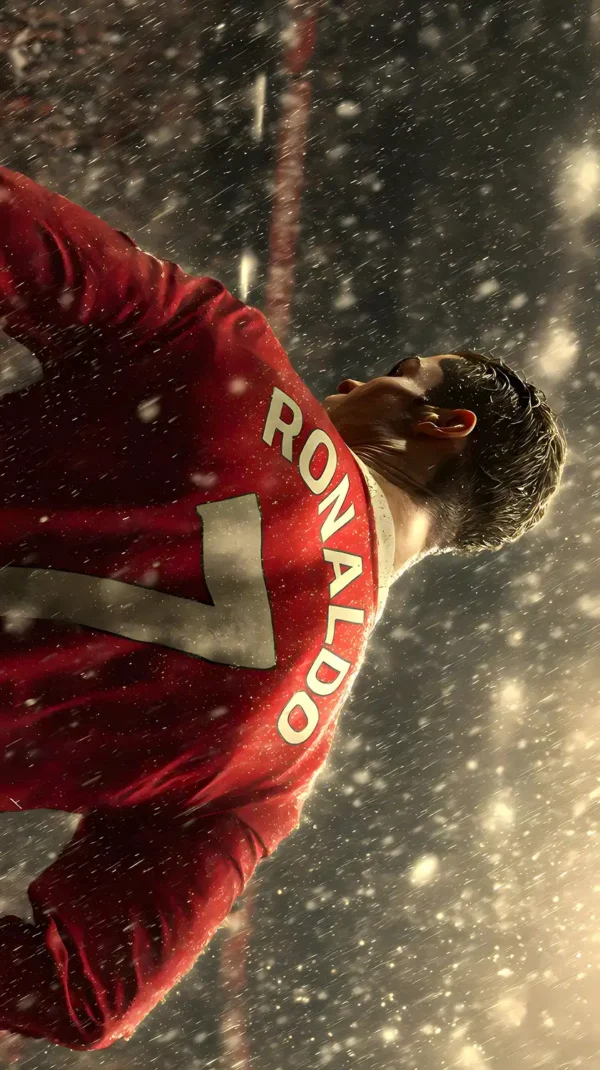 والپیپر رونالدو جوان در لباس قرمز منچستر یونایتد در دوران اوج