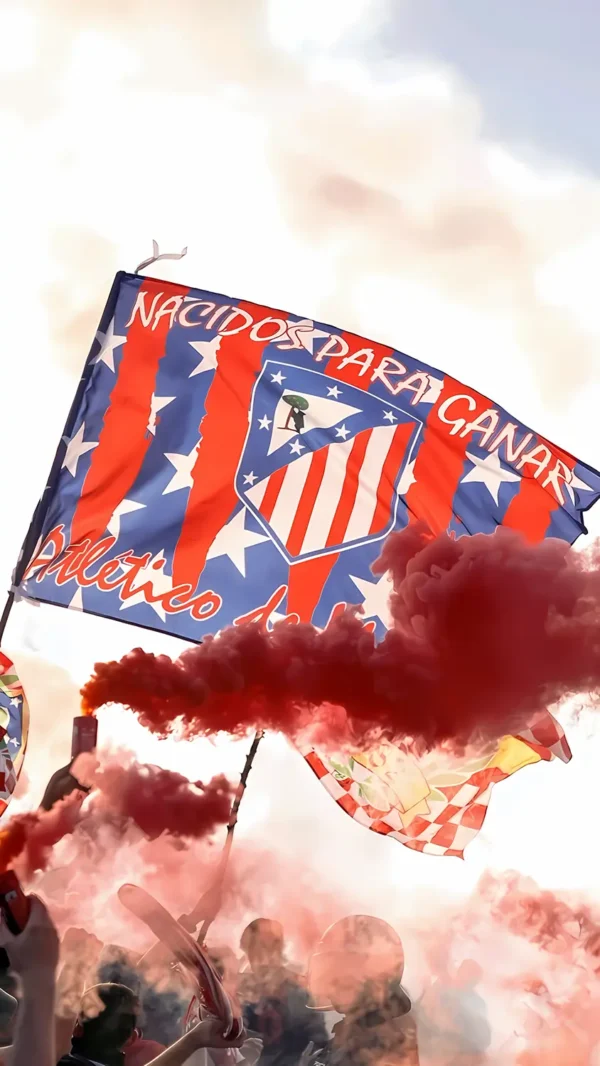 والپیپر Atletico Madrid طرح نواری قرمز و سفید کلاسیک