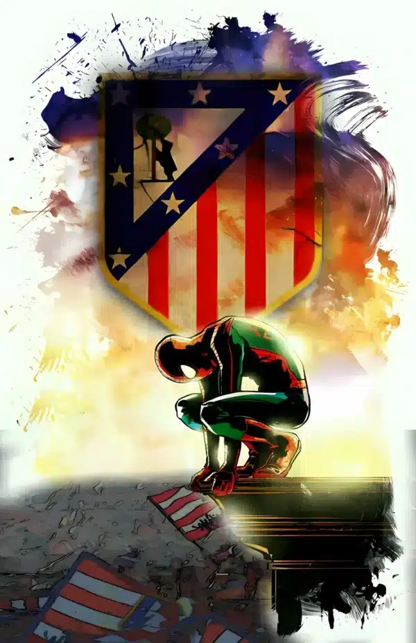 والپیپر Atletico Madrid طرح نواری قرمز و سفید کلاسیک