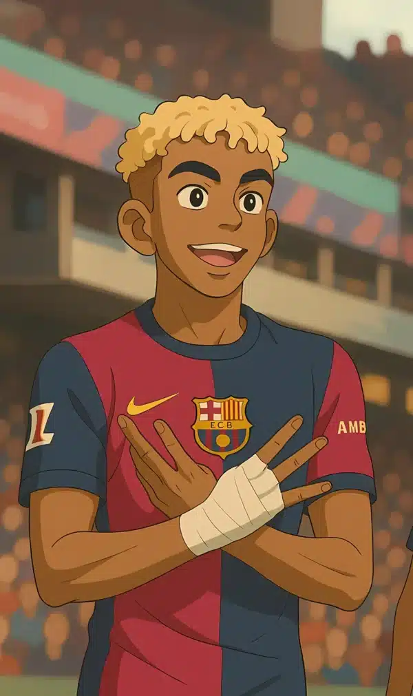 طراحی مینیمال لامین یامال با پیراهن بارسلونا - والپیپر موبایل