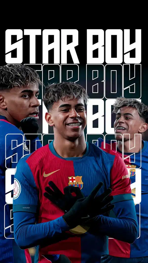 لامین یامال با پیراهن بارسلونا در کمپ نو - والپیپر Hd