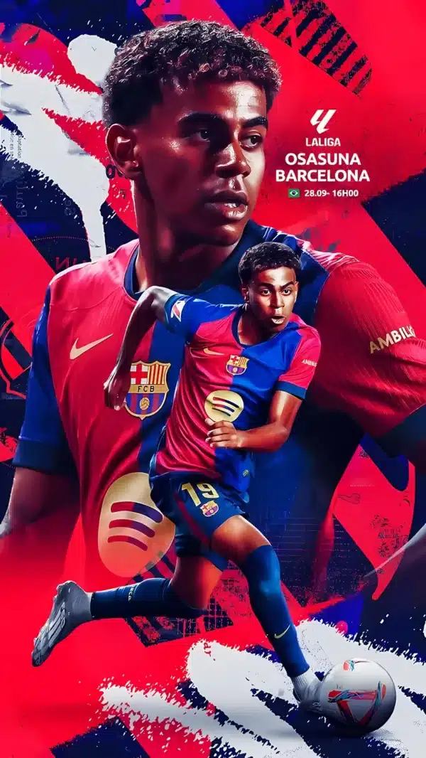 لامین یامال با پیراهن بارسلونا در کمپ نو - والپیپر Hd