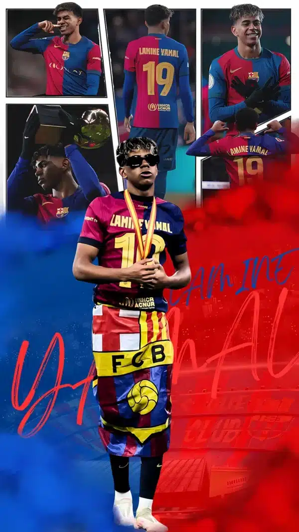 لامین یامال با پیراهن بارسلونا در کمپ نو - والپیپر Hd