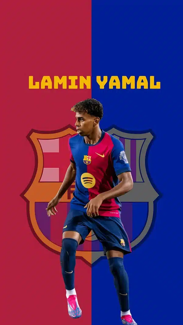 لامین یامال با پیراهن بارسلونا در کمپ نو - والپیپر Hd