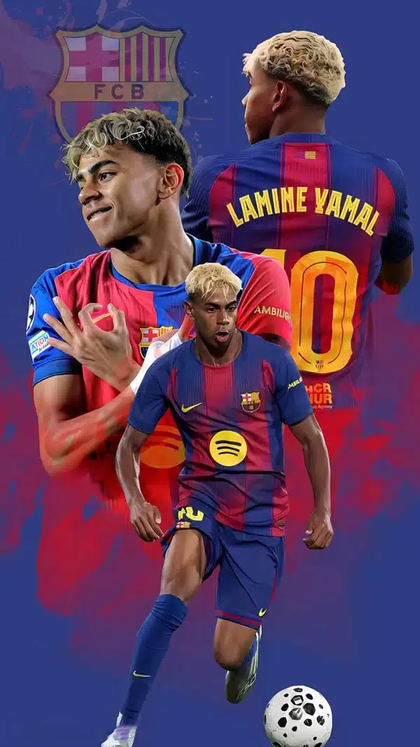 لامین یامال با پیراهن بارسلونا در کمپ نو - والپیپر Hd