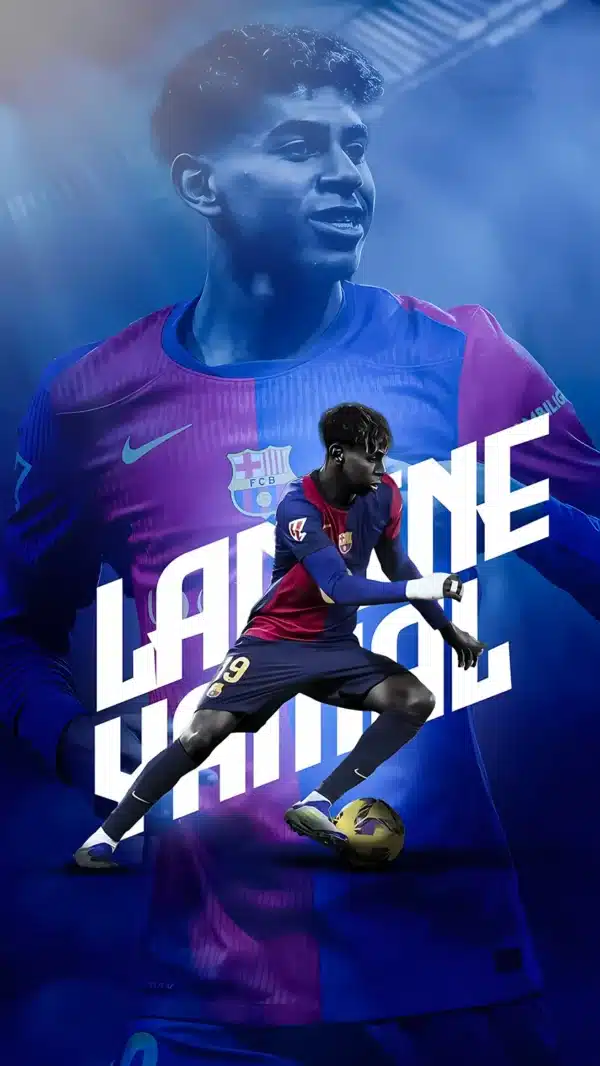 لامین یامال با پیراهن بارسلونا در کمپ نو - والپیپر Hd