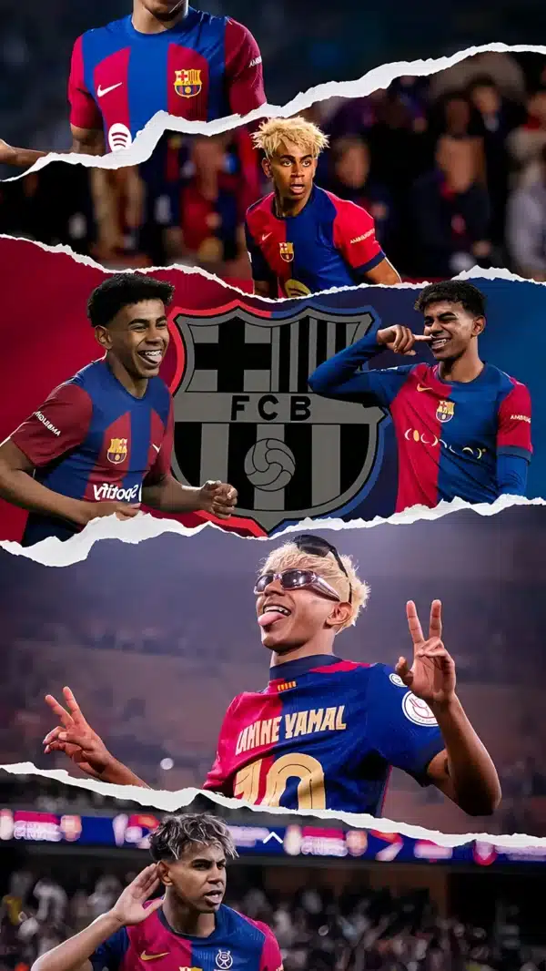 لامین یامال با پیراهن بارسلونا در کمپ نو - والپیپر Hd