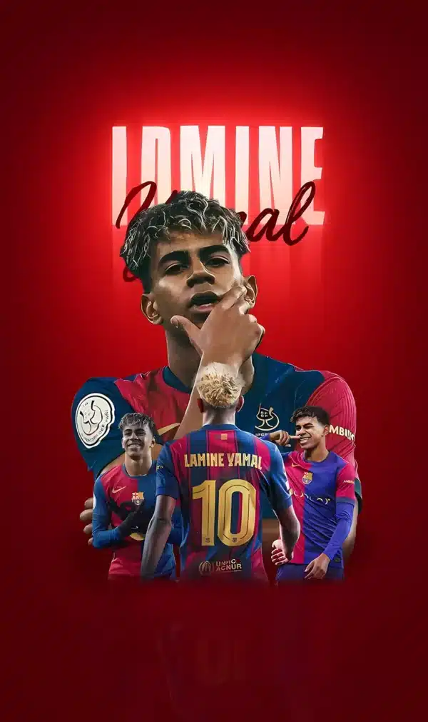 لامین یامال با پیراهن بارسلونا در کمپ نو - والپیپر Hd
