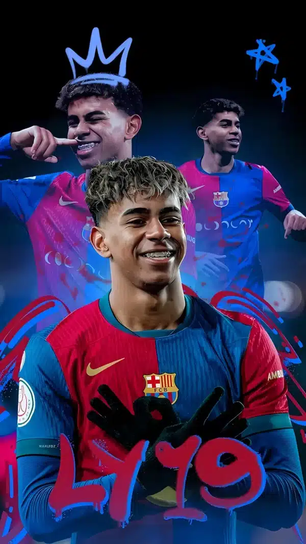 لامین یامال با پیراهن بارسلونا در کمپ نو - والپیپر Hd