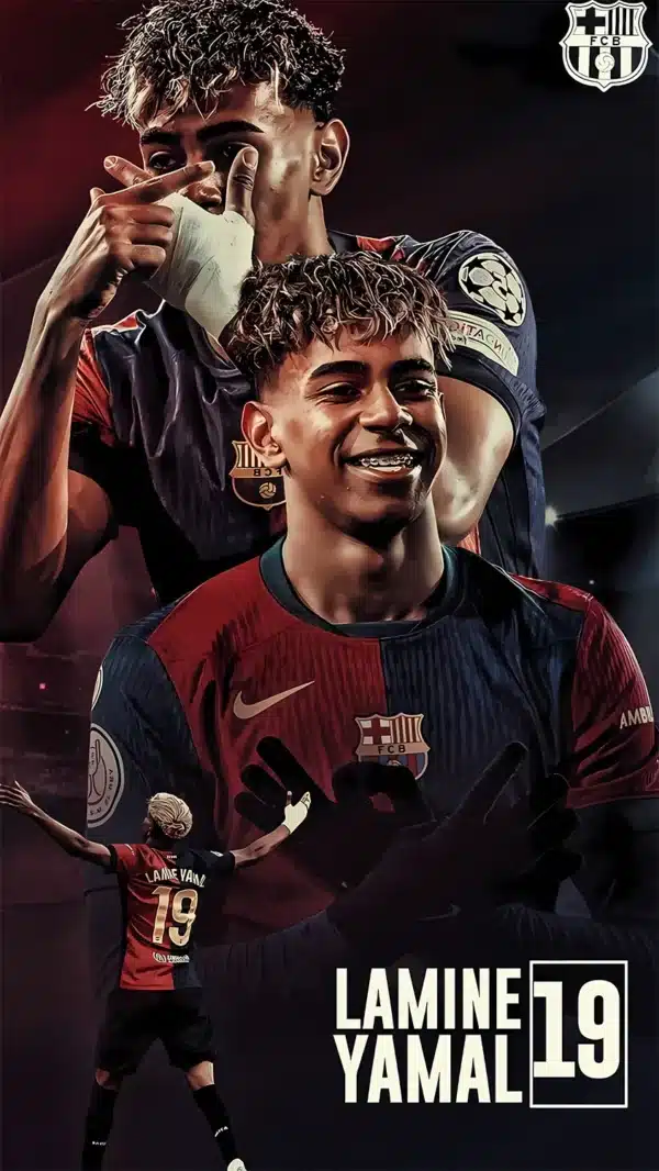 لامین یامال با پیراهن بارسلونا در کمپ نو - والپیپر Hd