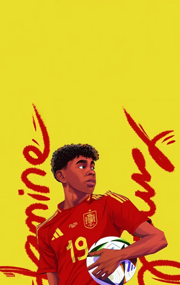 لامین یامال با پیراهن قرمز تیم ملی اسپانیا - والپیپر Hd