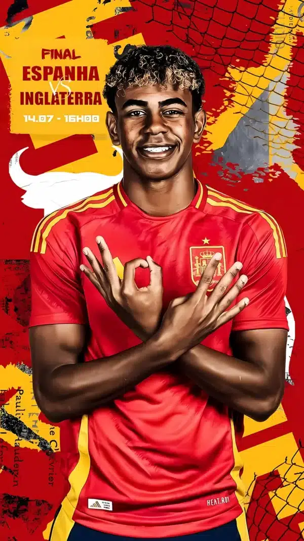 لامین یامال با پیراهن قرمز تیم ملی اسپانیا - والپیپر Hd