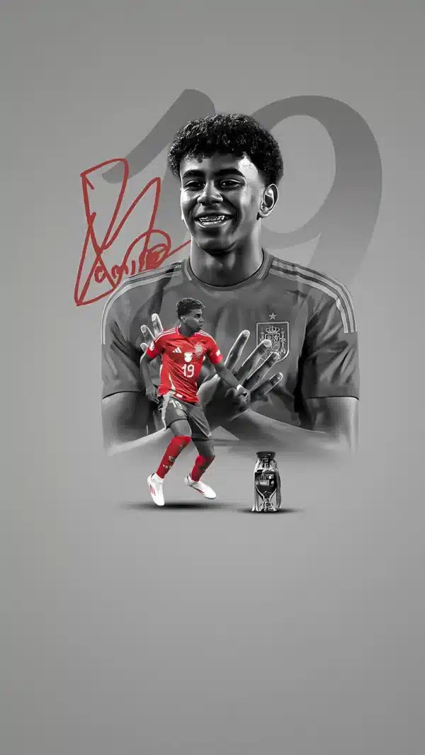 لامین یامال با پیراهن قرمز تیم ملی اسپانیا - والپیپر Hd