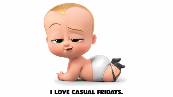 تصویر زمینه بچه رئیس با حالت چهره بامزه و خندان