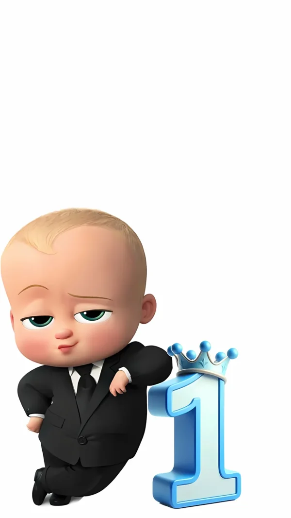 والپیپر بچه رئیس با کت و شلوار مشکی و کروات