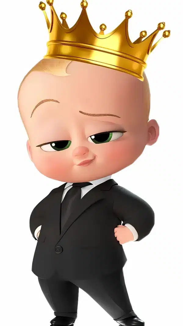 والپیپر بچه رئیس با کت و شلوار مشکی و کروات