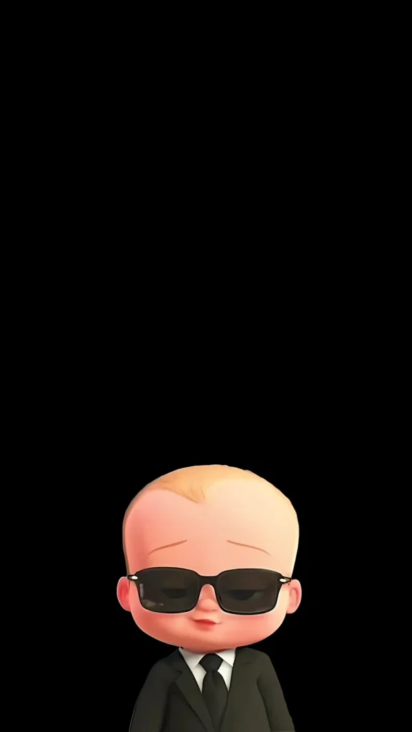 والپیپر بچه رئیس با کت و شلوار مشکی و کروات