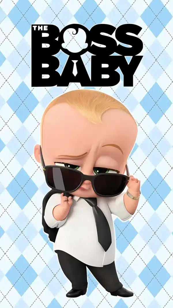 والپیپر بچه رئیس با کت و شلوار مشکی و کروات